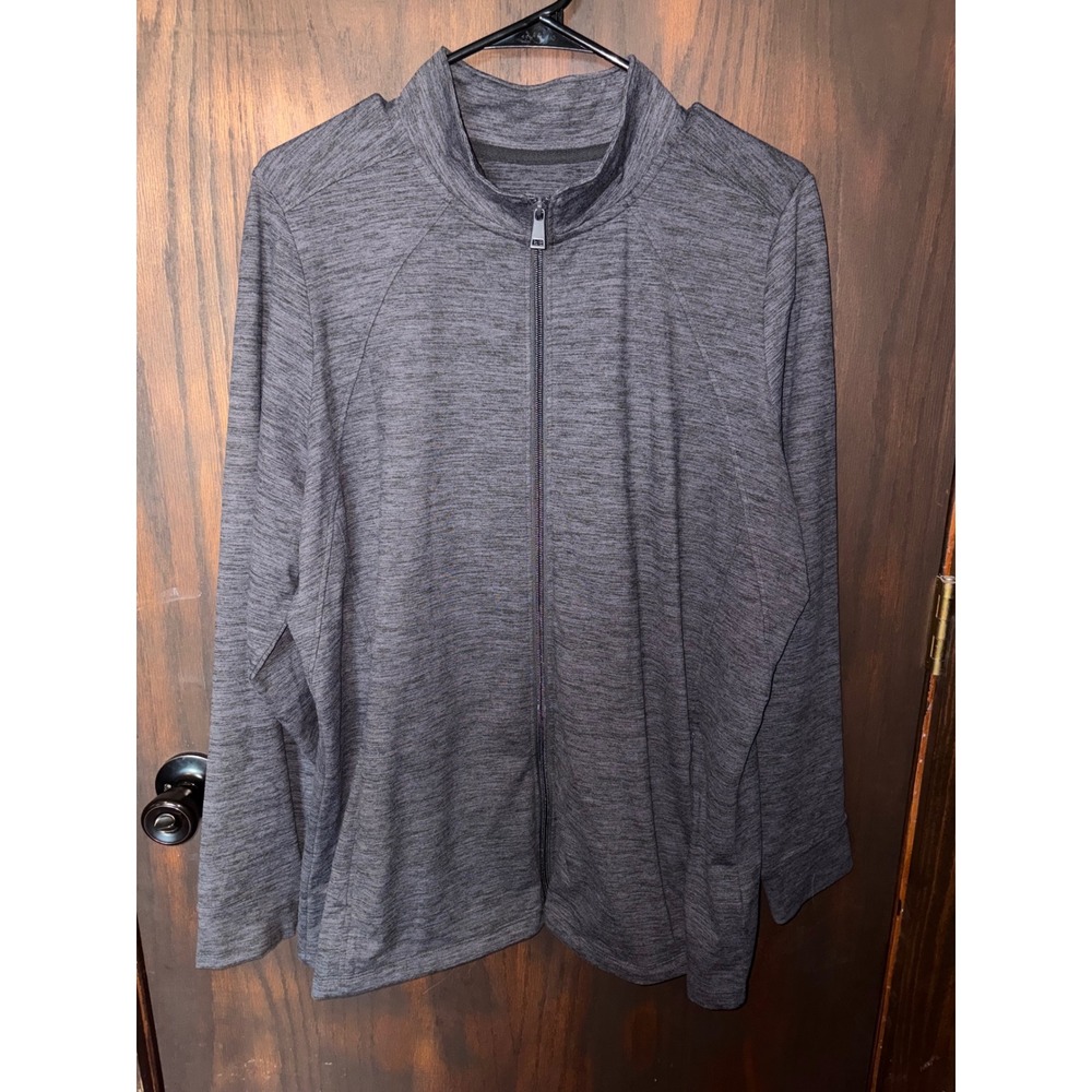 Zuda Womens XL Gray Space Dye Full Zip Mock Neck Athletic Training Jacket